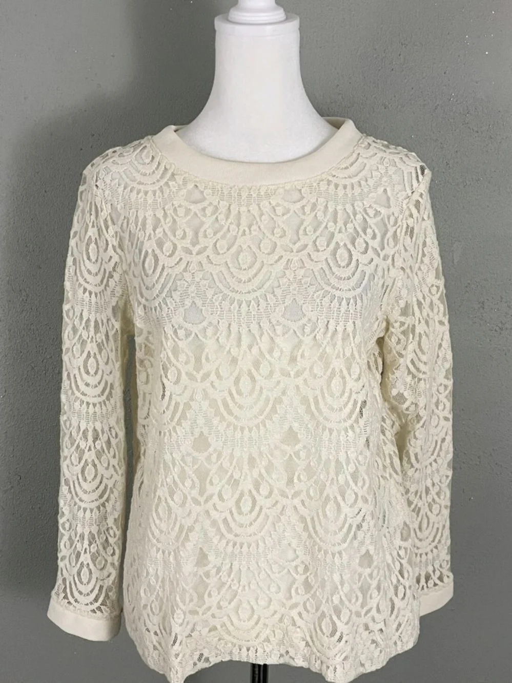 Banana Republic Ivory Crochet Lace Long Sleeve Top